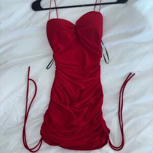 Windsor Red Ruched Mini Dress